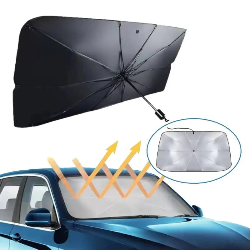 Collapsible Automotive Front Windshield Sun Barrier, Lightweight Portable Sun Shade Frame with Foldable Structure, Heat Insulating Windshield Visor Cover, Summer UV Protection Auto Interior Accessory