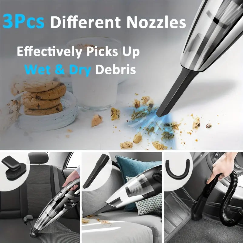 Mini Cordless Handheld Vacuum Cleaner | Powerful Suction for Pet Hair, Dust, Crumbs & Small Messes | Perfect for Home & Car Cleaning | Lightweight, Portable & Wireless with Multiple Attachments | Quick Clean Anytime Anywhere